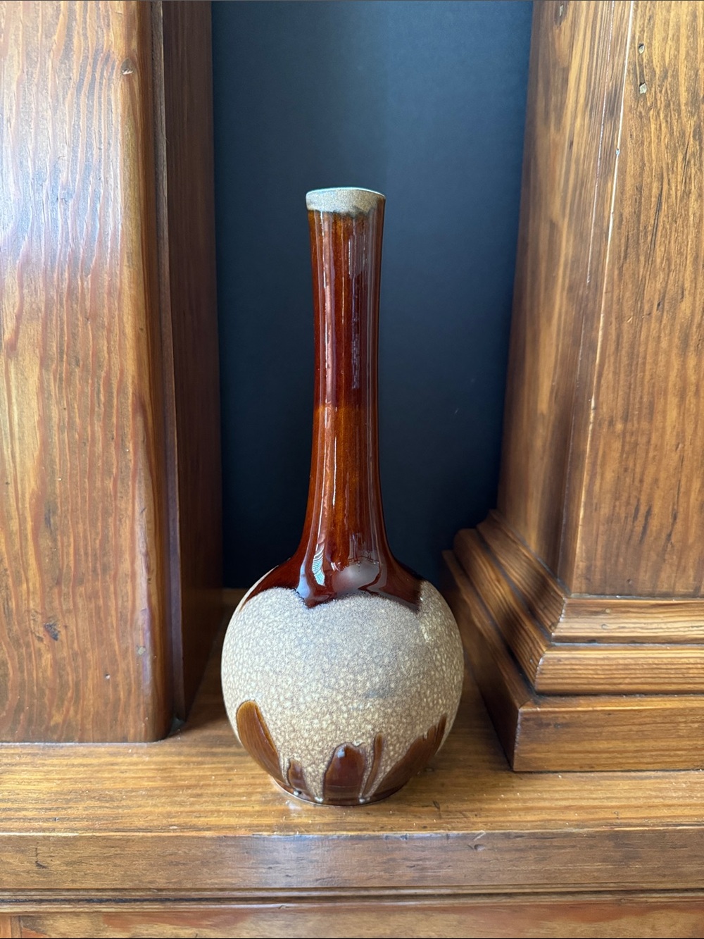 Vintage Royal Haeger MCM Brown Lava Drip Glaze Vase
